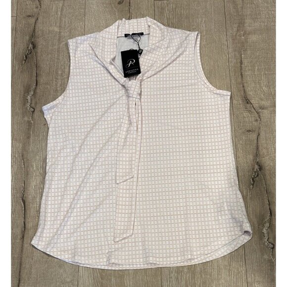 Adrianna Papell -204 Vintage Style Sleeveless Printed Tie Neck Blouse Size M NWT - Picture 1 of 6